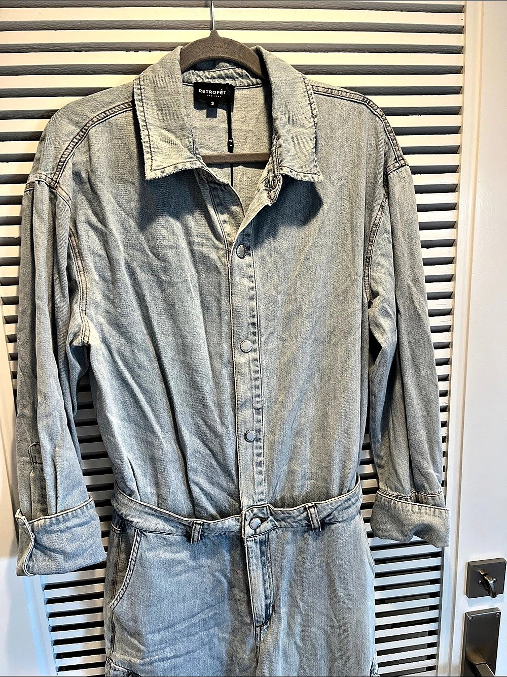 RETROFÊTE Russo Denim Jumpsuit in Blue Size Small